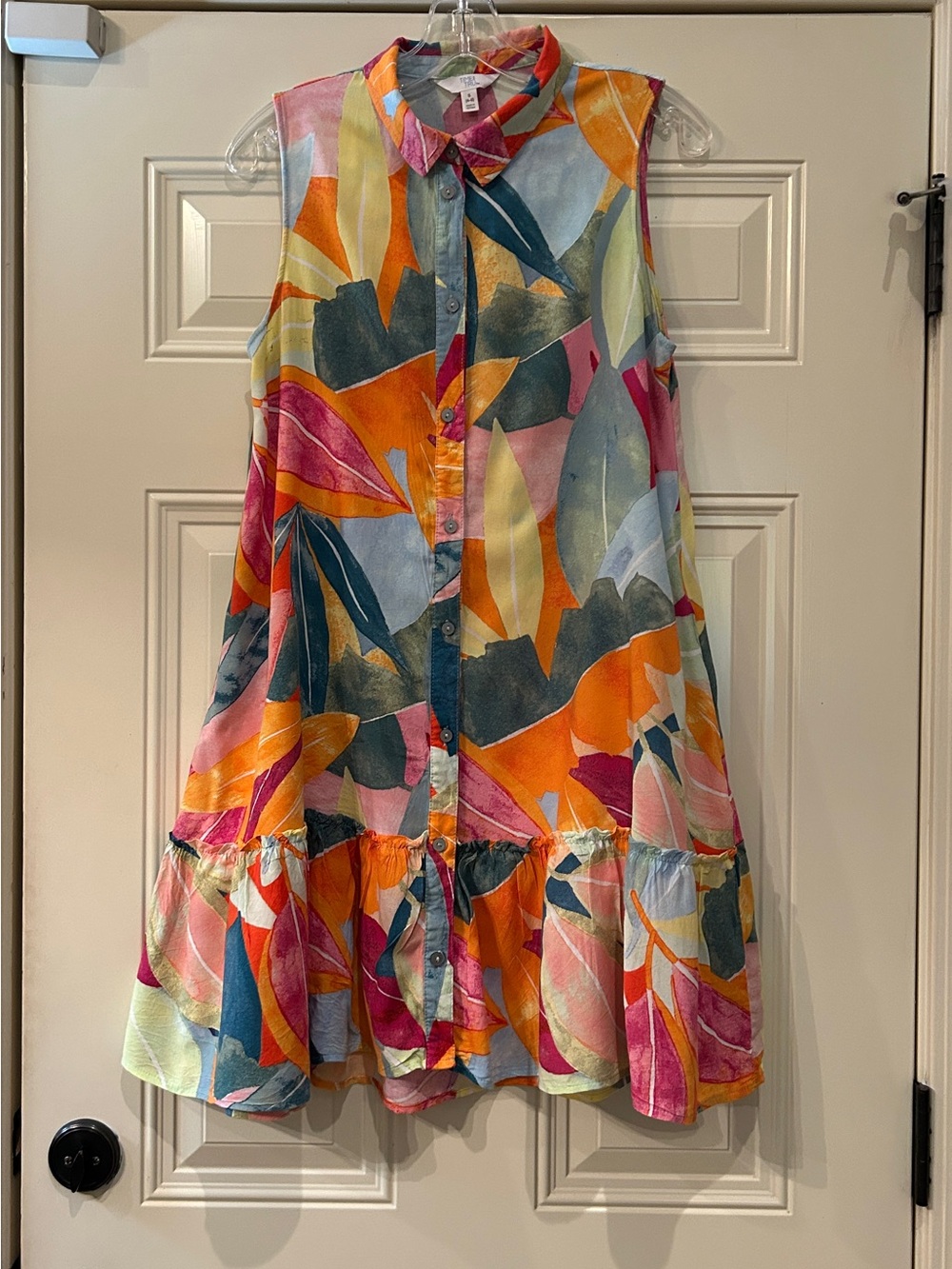 Time and Tru Multicolor Button-Front A-Line Kids Dress